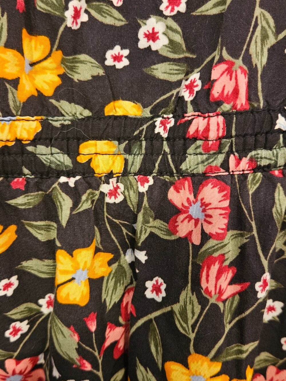 Old Navy Floral Dress XL Black Pink Yellow Flutter Sleeve - Picture 5 of 7